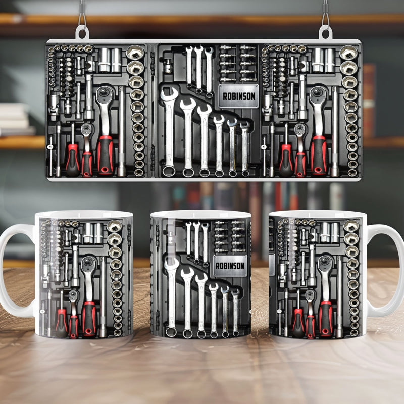 Tool Box Mechanic Personalized Mug, Father's Day, Gifts for Men, Toolkit