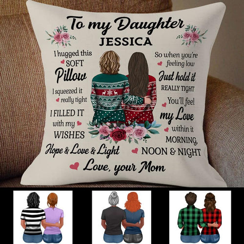 To My Daughter Flower Personalized Pillow (Insert Included)